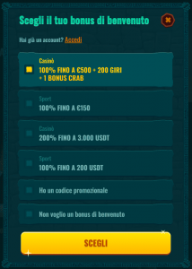 Bonus di benvenuto fino a 450€ e 250 giri gratis